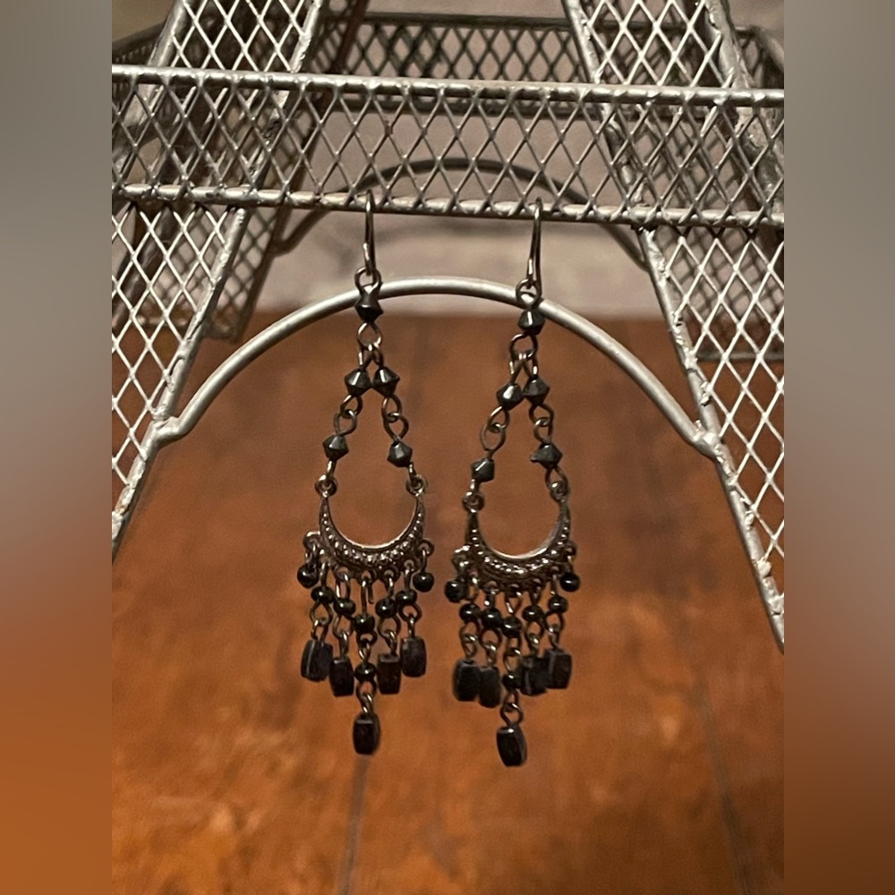 Black and Silver Dangle Earrings